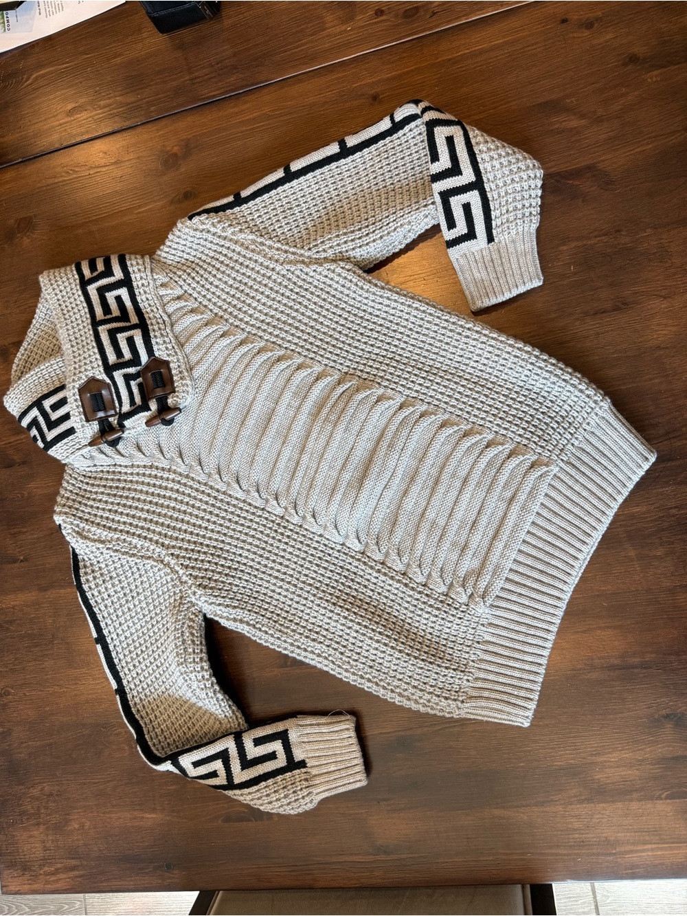 Men’s Cream Cable Knit Sweater with Black Trim - Brand